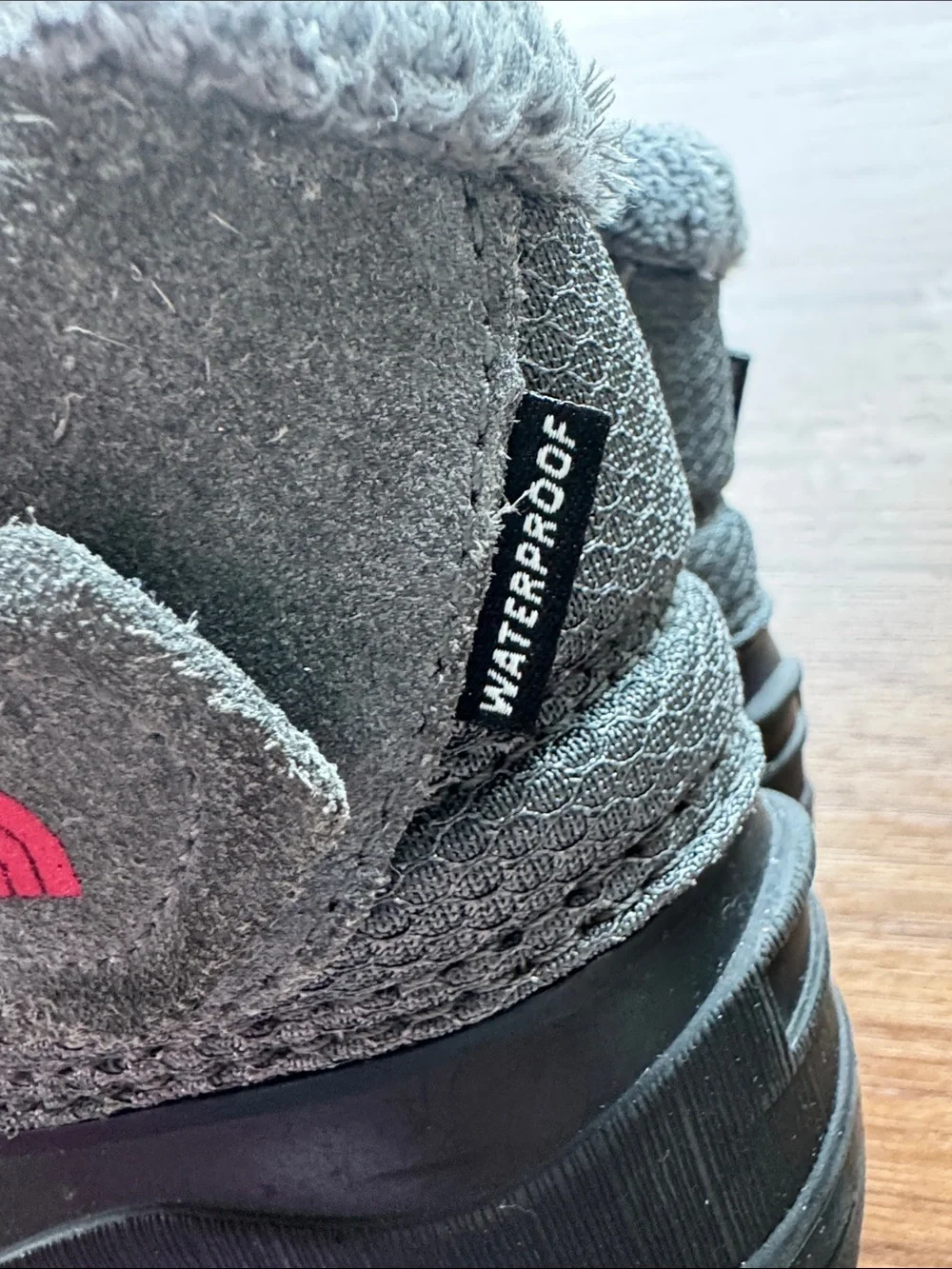 The North Face Kids Grey and Black Waterproof Snow Boots with Red Logo Size 7
